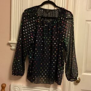 J. Crew navy Sequin long Sleeve Blouse